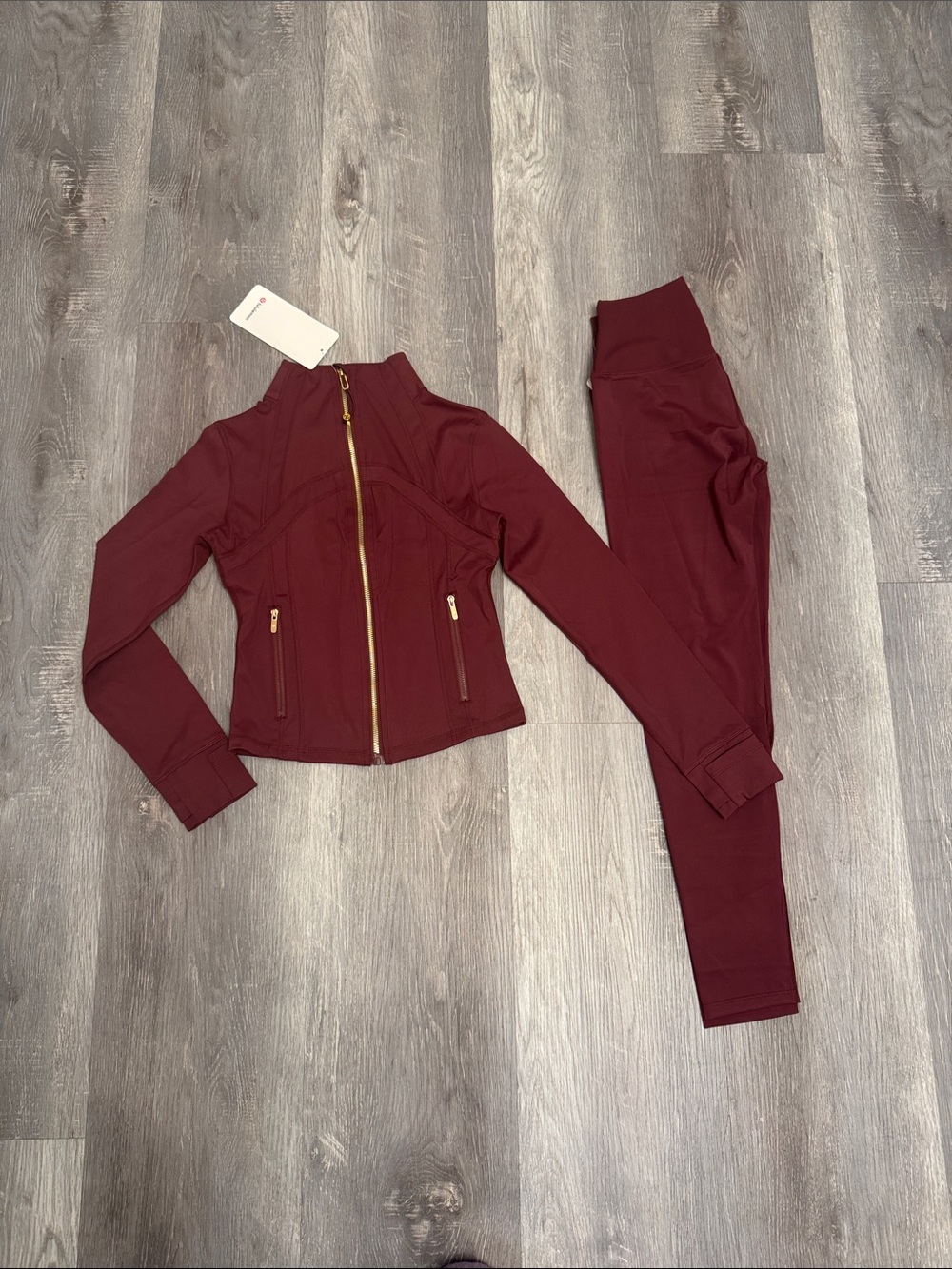 Lululemon Women's Burgundy Zip-Front Active Jacket & Leggings Set
